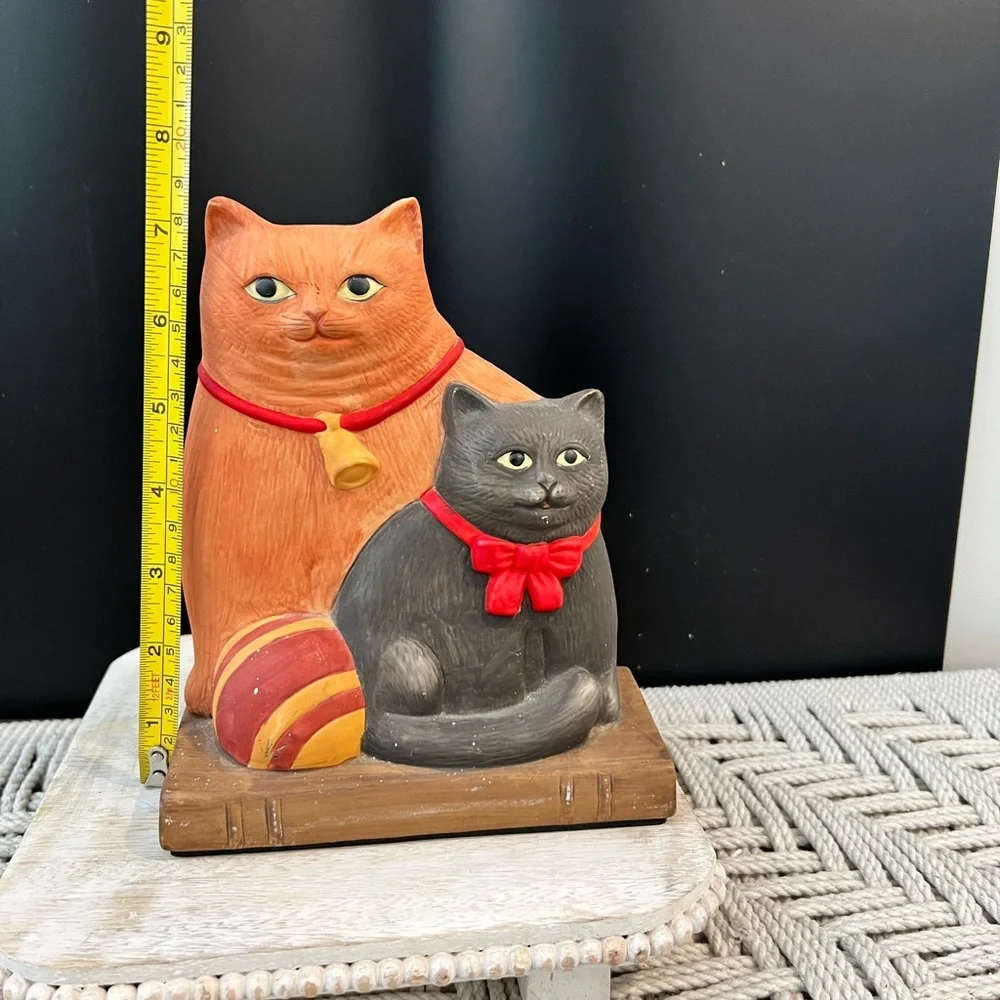 Vintage Dept 56 Charming Cat Figurine Set - Orange and Black